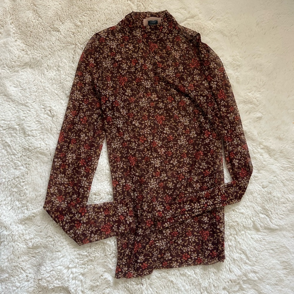 Floral Long Sleeve Sheer Top